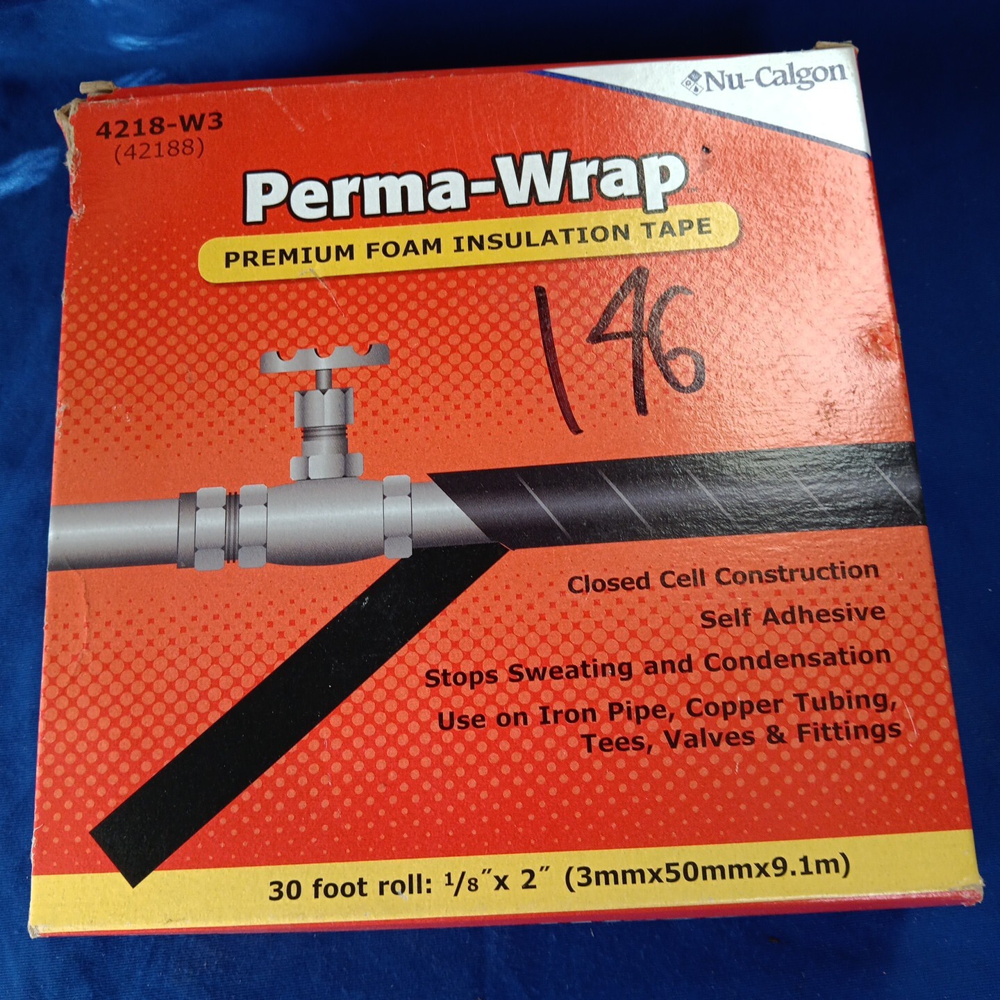 Perma-Wrap Foam Insulation Tape Self-Adhering 1/8" x 2" x 30 Feet 