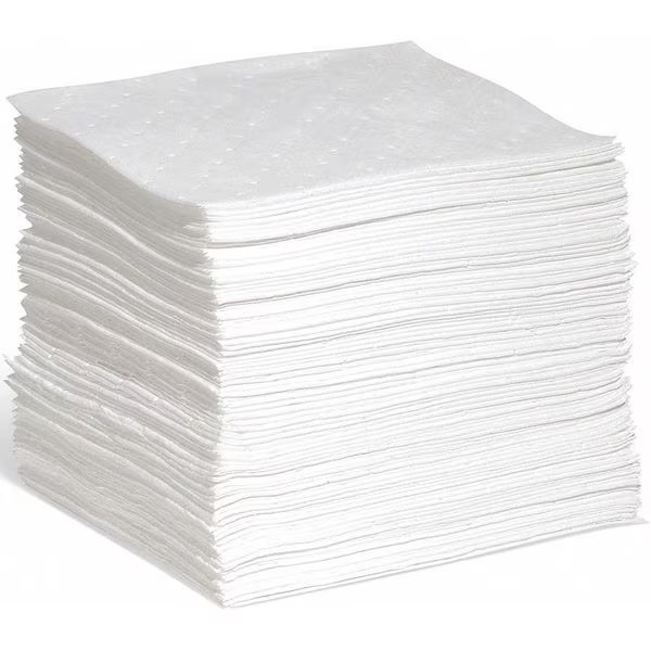 Spilltech Sorbent Pad, 18 gal, 10 in x 14 in, Oil, White, 100 PK WPF1014H