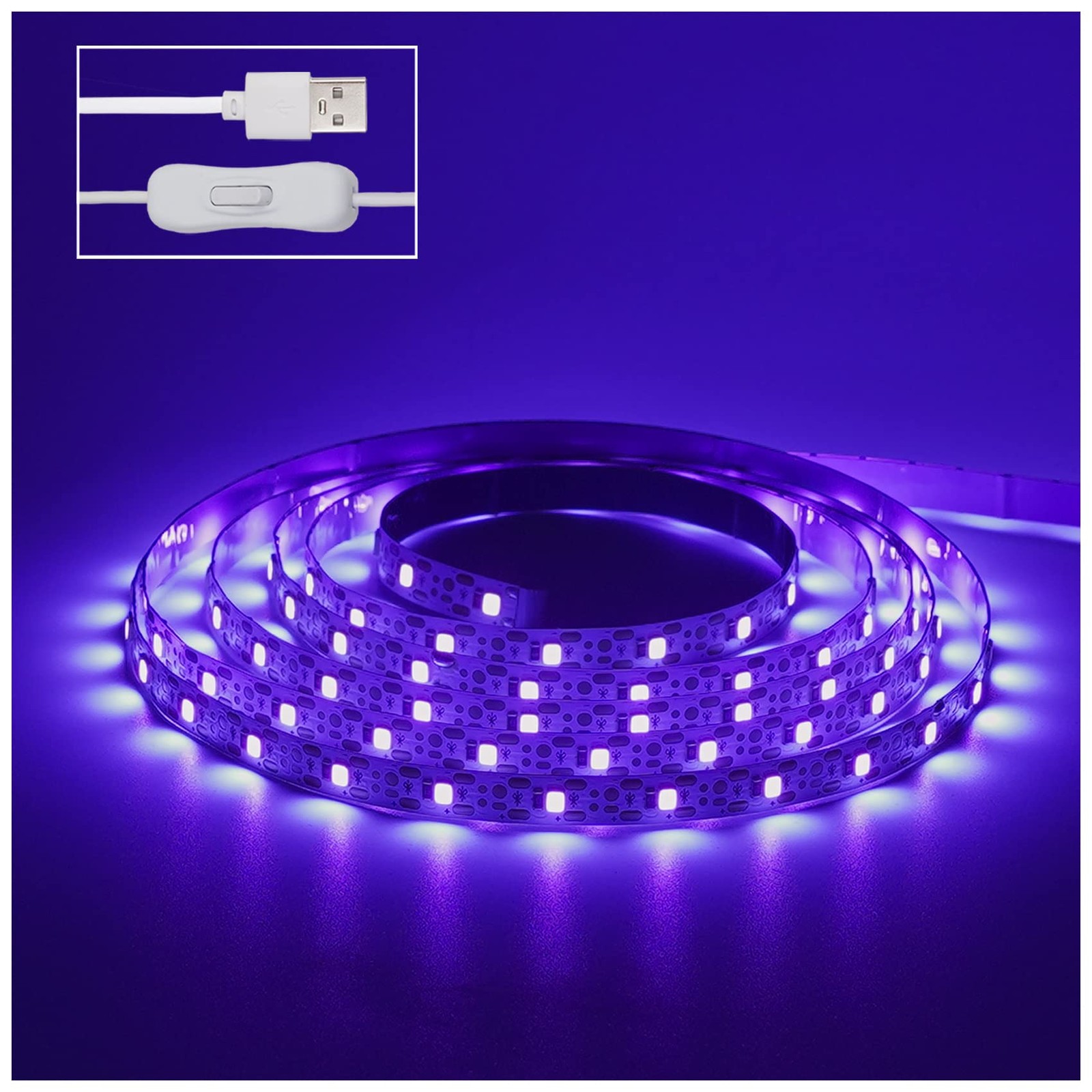 6.6FT/2M LED Black Light Strip - 120 Units UV 1 Count (Pack of 1), Purple 