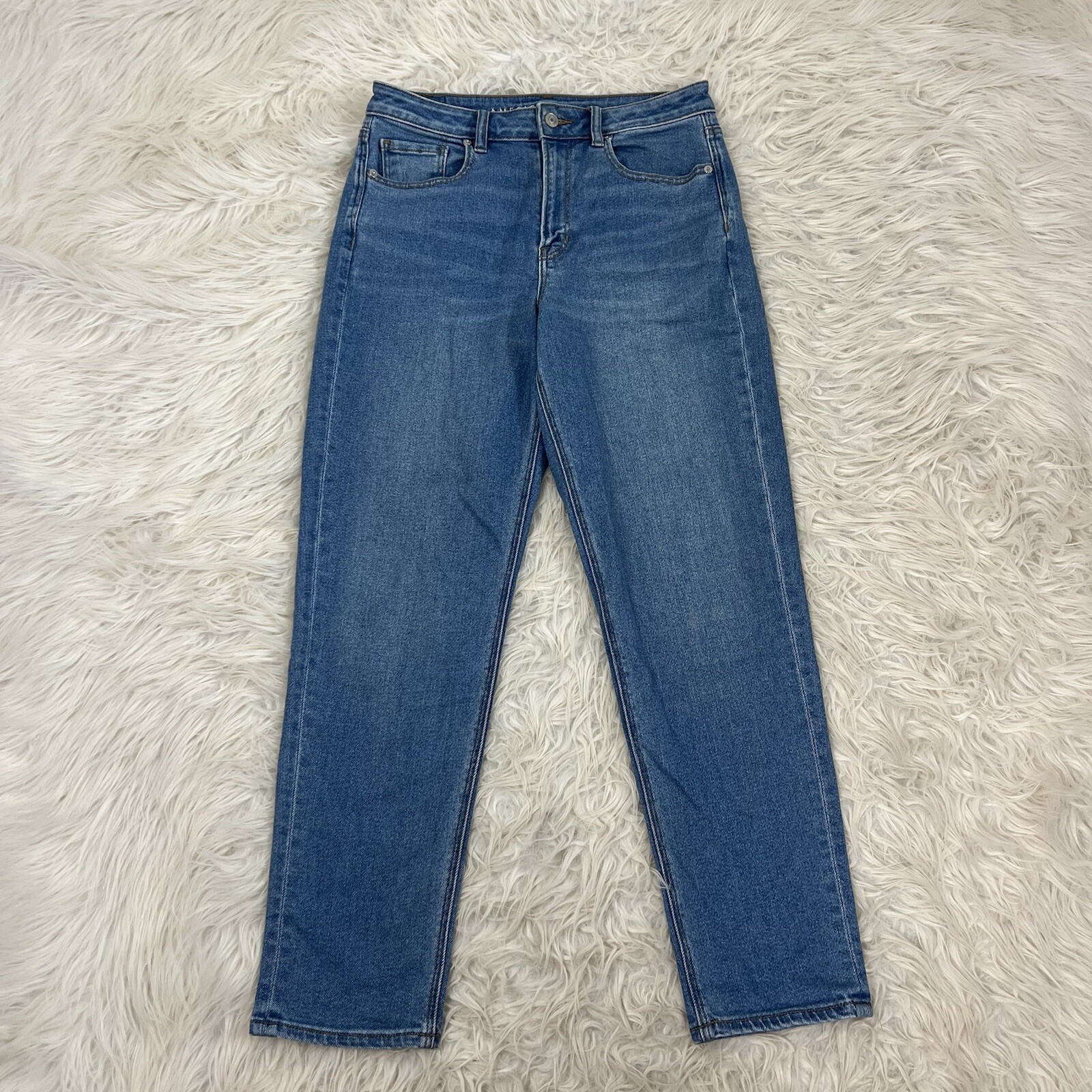 American Eagle Women's Mom Jean Super High Rise Stretch Medium Blue Size 6