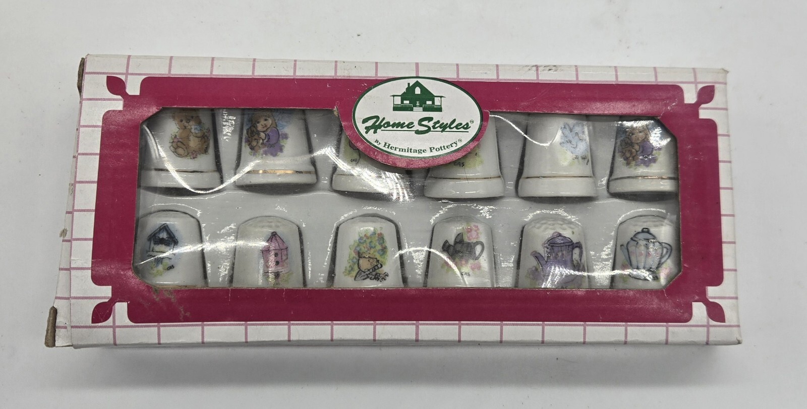 Home Styles Porcelain Thimble Collection. Set of 12. Each thimble 1x1x1"