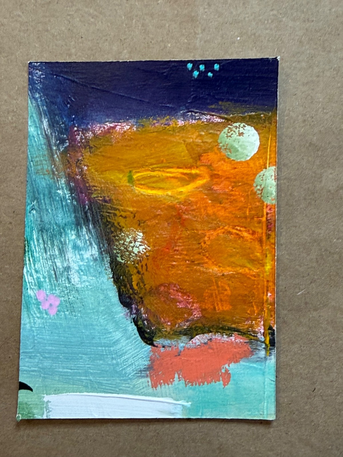 ACEO Art Card Abstract Mixed Media Painting Signed Original OOAK