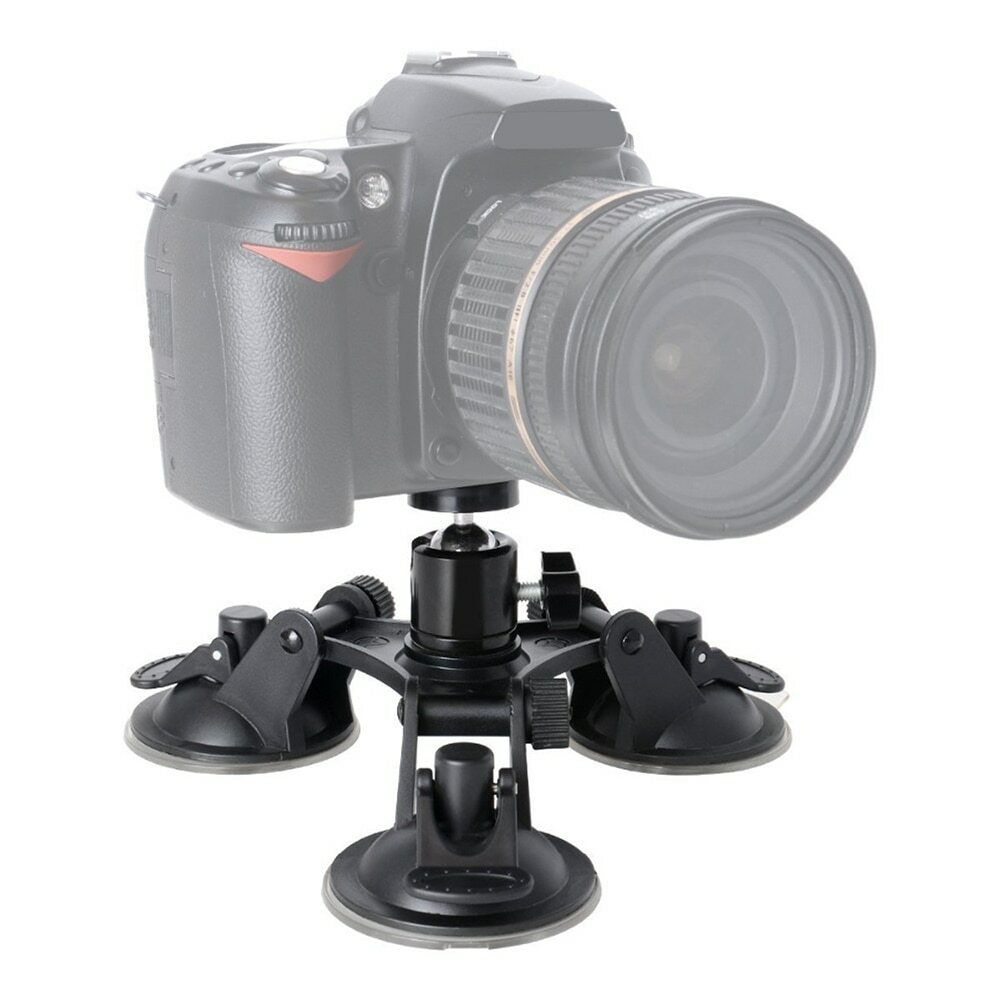 Tri-cup Suction Mount 3 Sucker Car Window Mount w/ Ball Head for DSLR Sony Canon