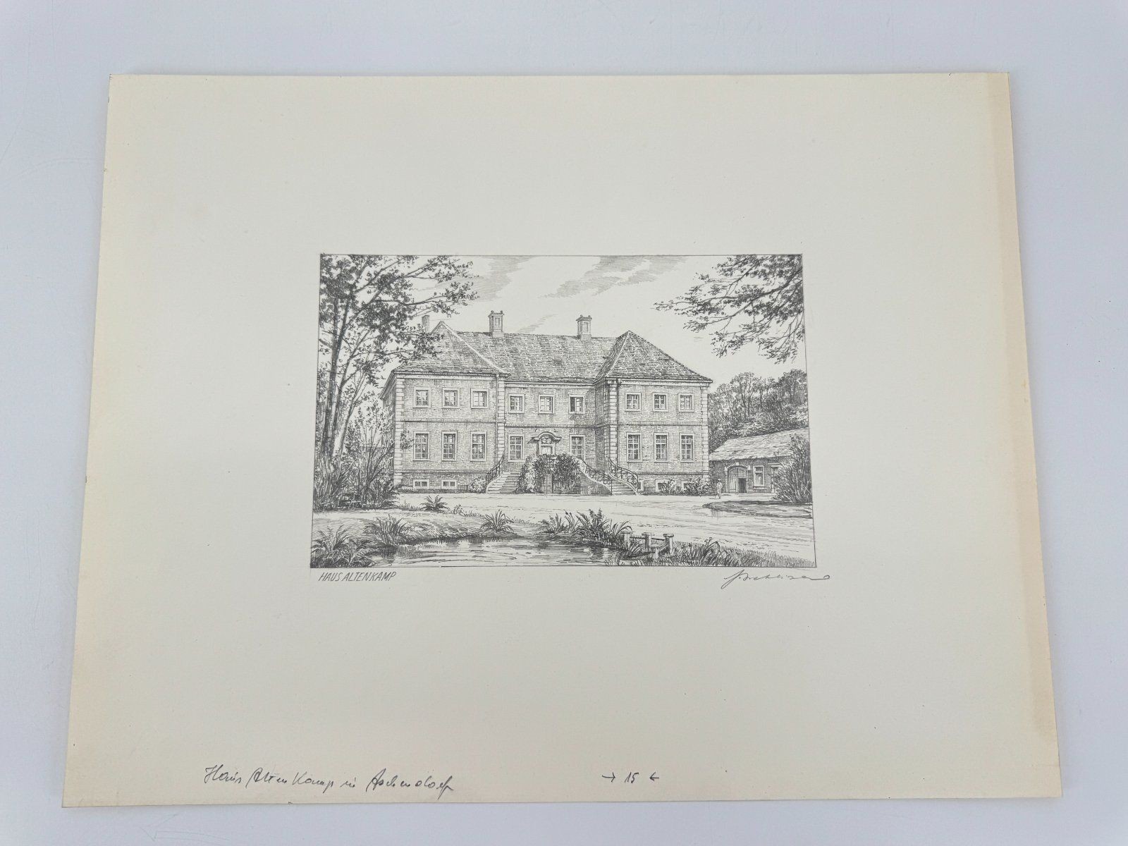 * HEINZ WEHLISCH DRAWING HOUSE ALTENKAMP ASCHENDORF VIEW SIGNED