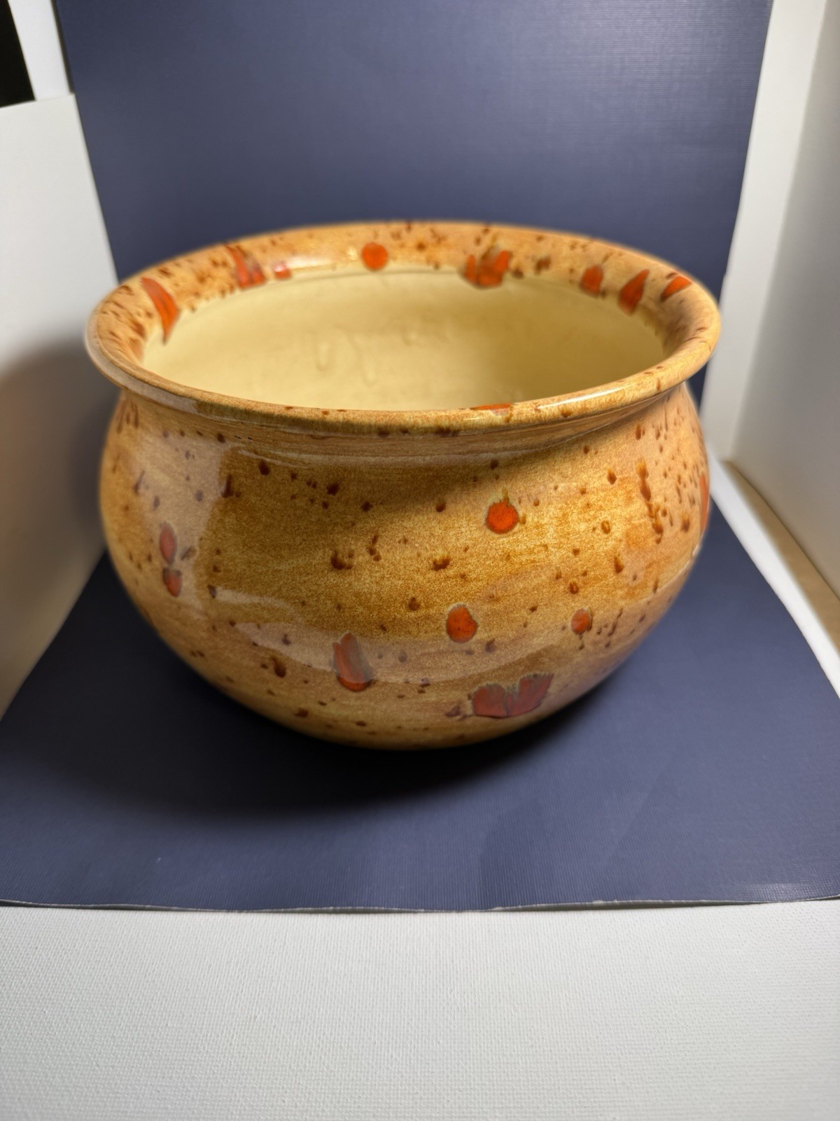 Signed Studio Pottery Bowl Drip Glaze 7"