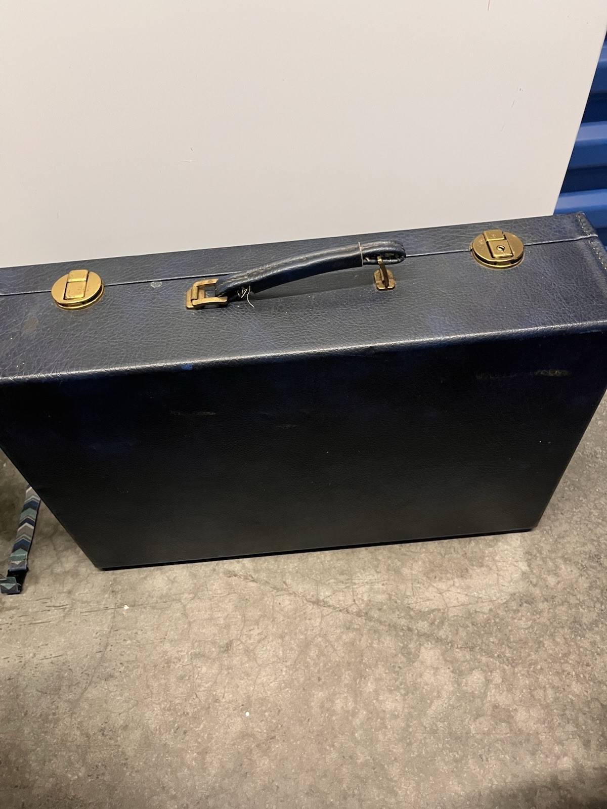 Vintage MCM Hard Shell Carry On Suitcase Train Blue Indiana Case Decor CH Eilis