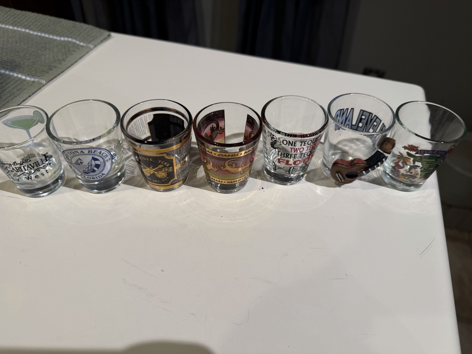 Shot Glasses Lot of 7 USA Souvenirs Attractions States Travel Cleveland Rocks