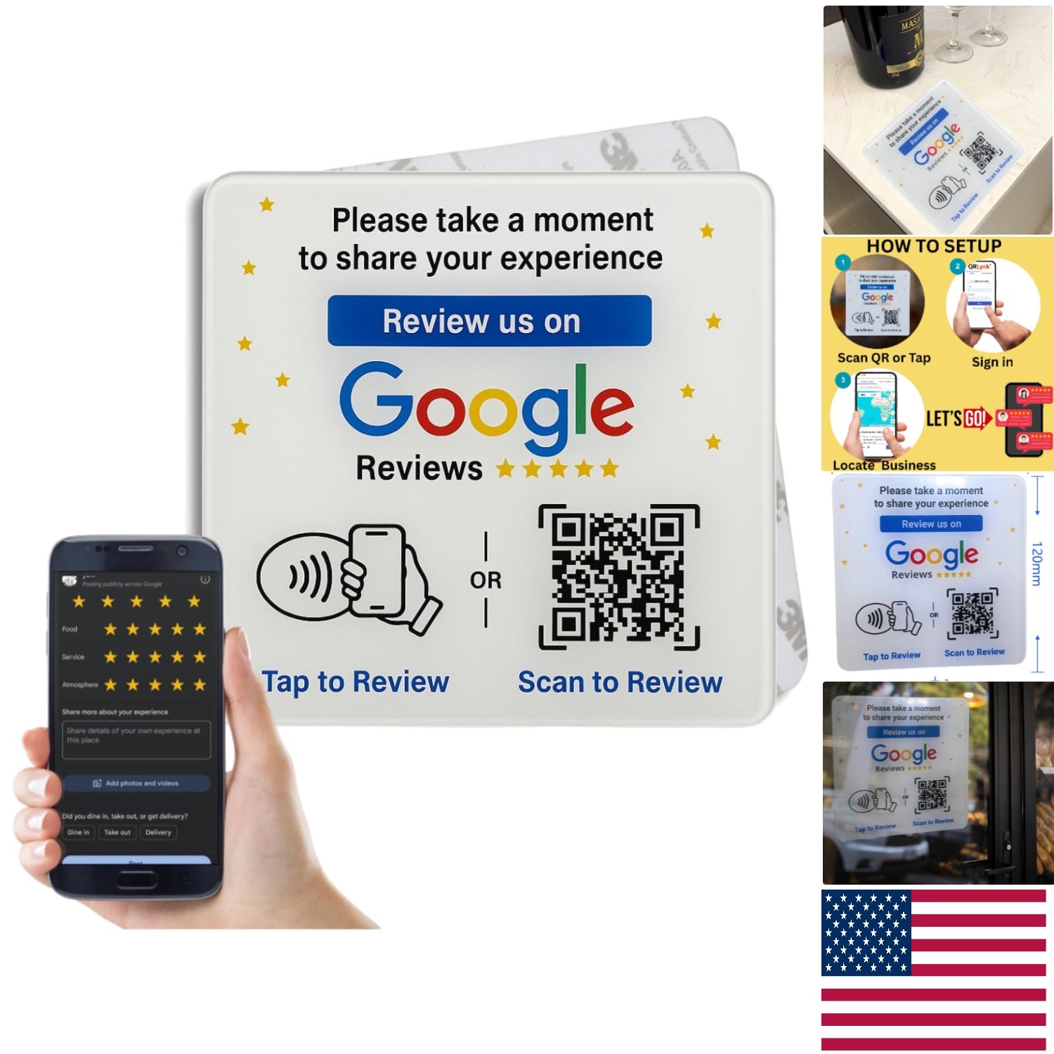 Boost Customer Engagement with NFC Google Review Plate - 4.7" Contactless Design