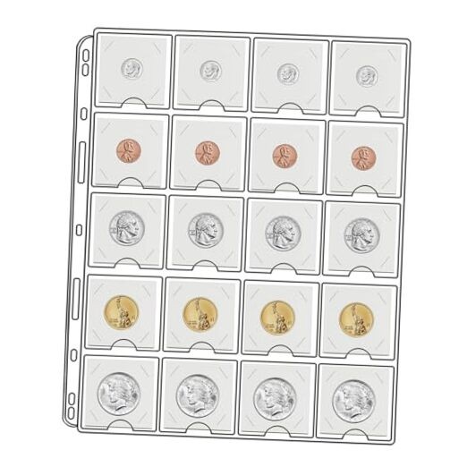 Coin Sleeves for 2x2 Coin Flips,10 Sheets Coin Flip Page,Coin MD-ZJNY-01