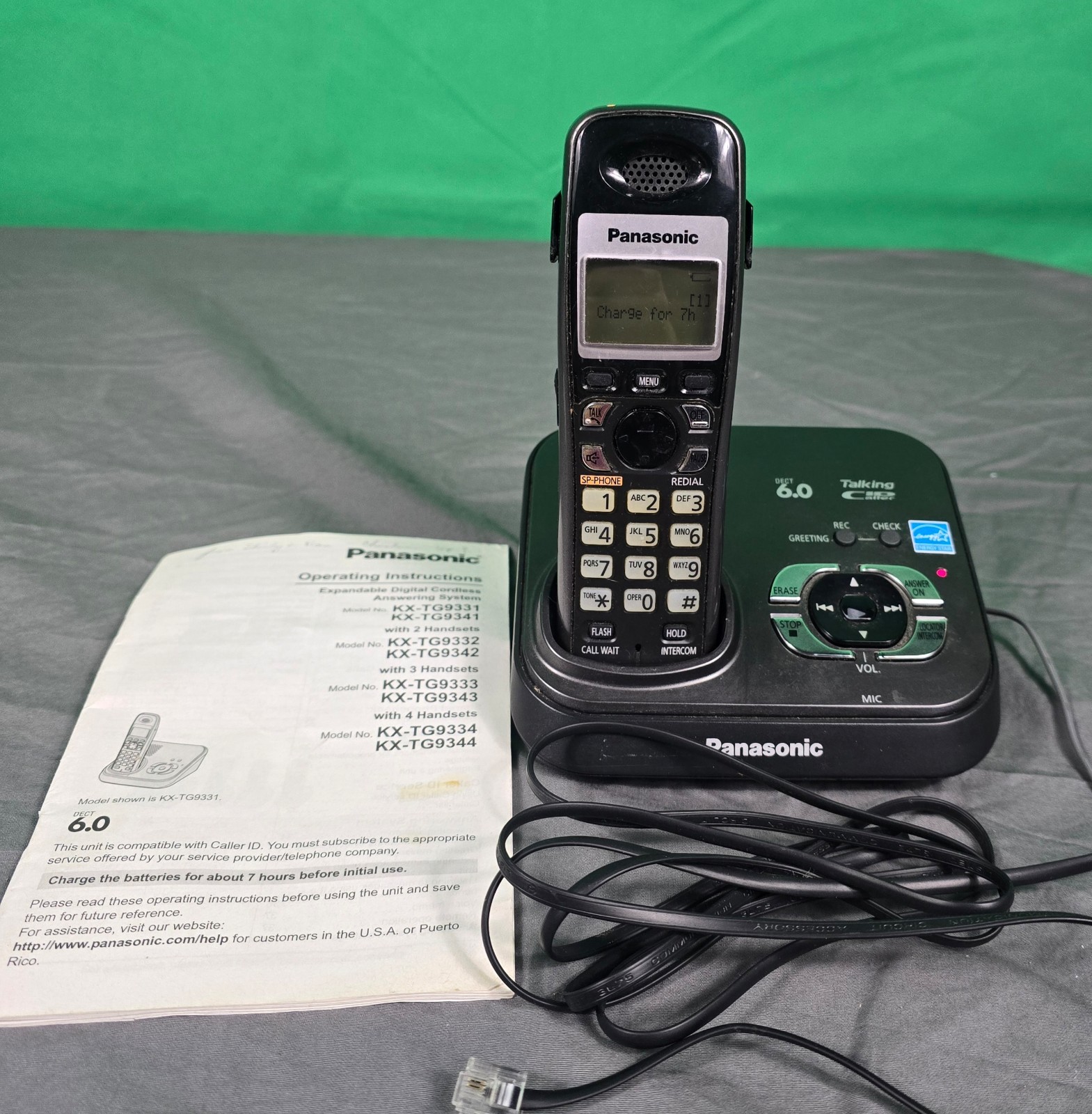 Panasonic KX-TG9331T 1.9 GHz Single Line Cordless Phone Answering DECT 6.0