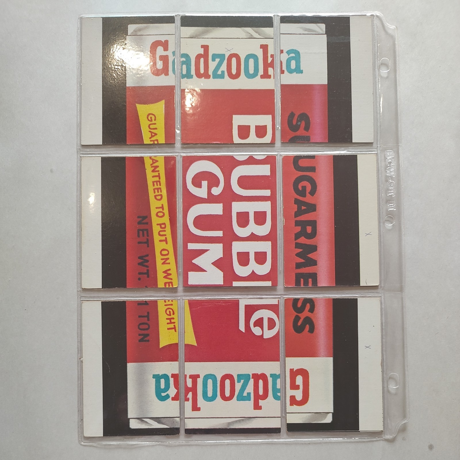 1973 Topps Wacky Packages Gadzooka Bubble Gum Wrapper Puzzle Complete 9 Card Set