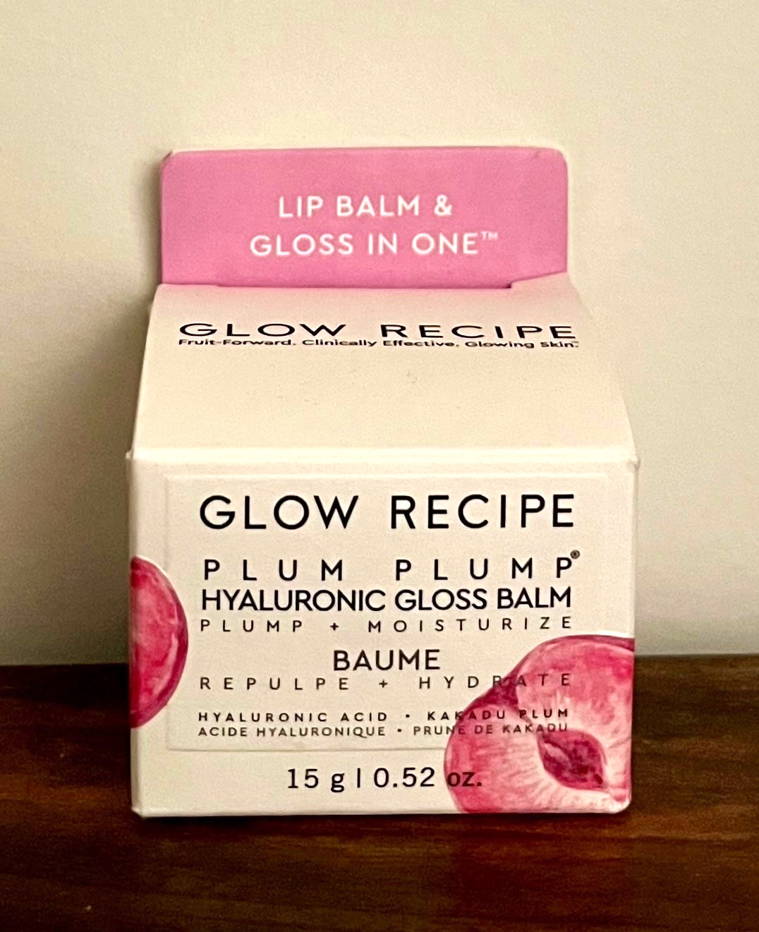 New! Glow Recipe Plum Plump Hyaluronic GLOSS Balm Lip Moisturizer 15G. .52Oz.