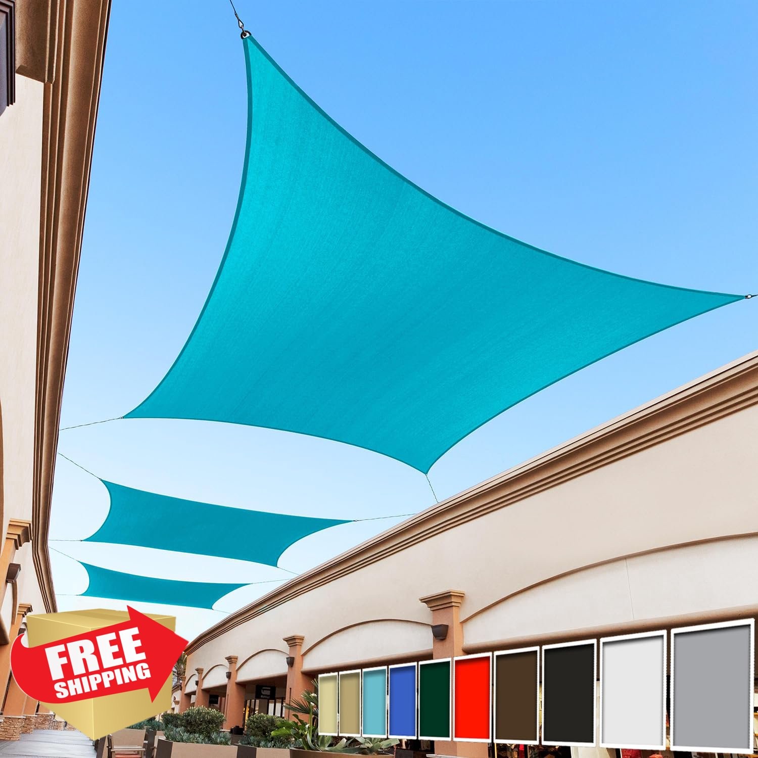 Royal Shade 8'x12' Turquoise Sun Shade Sail Rectangle Canopy Patio UV