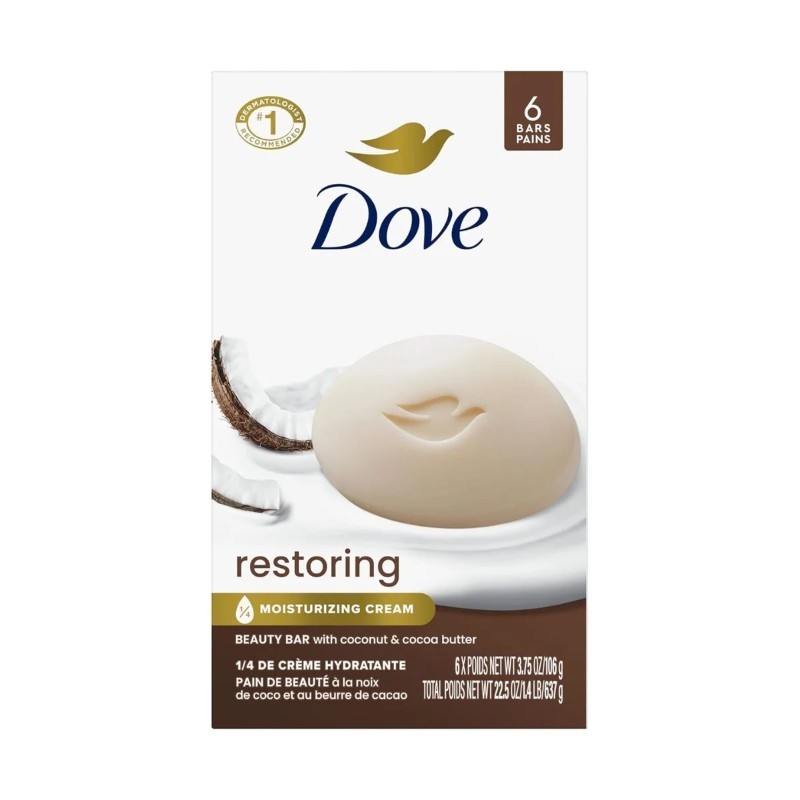 12x Dove Soap Bar Restoring Coconut Moisturizing Cream Bulk 6-Pack 3.75oz New