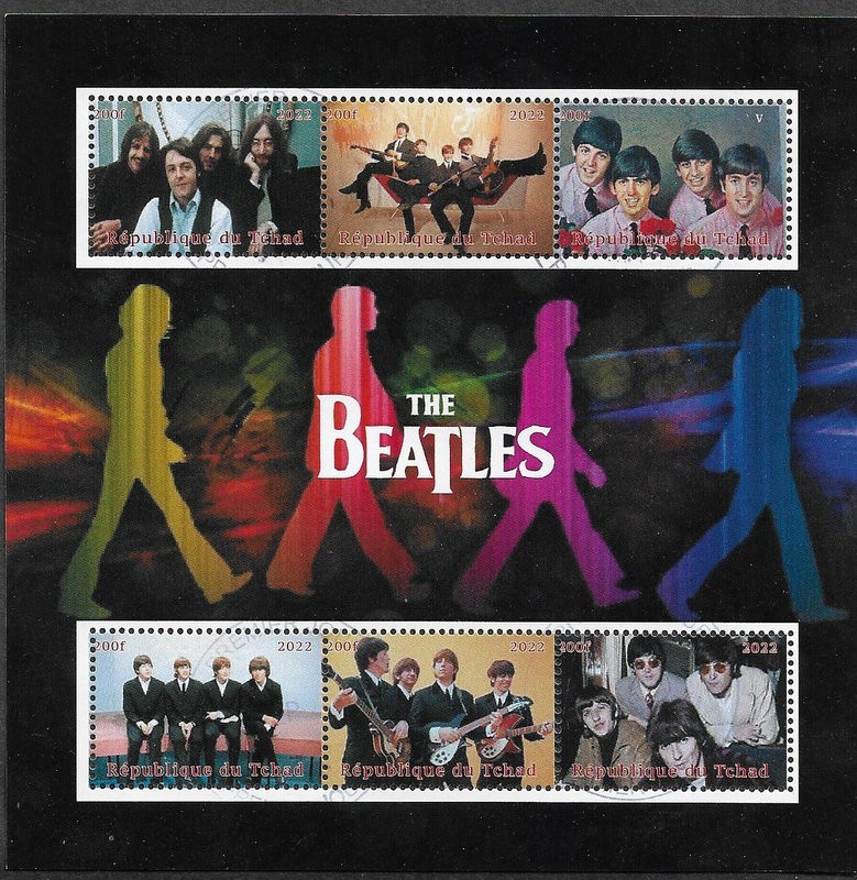 THE BEATLES STAMPS SHEETLET POP ROCK MUSIC 2022 CTU FINE USED
