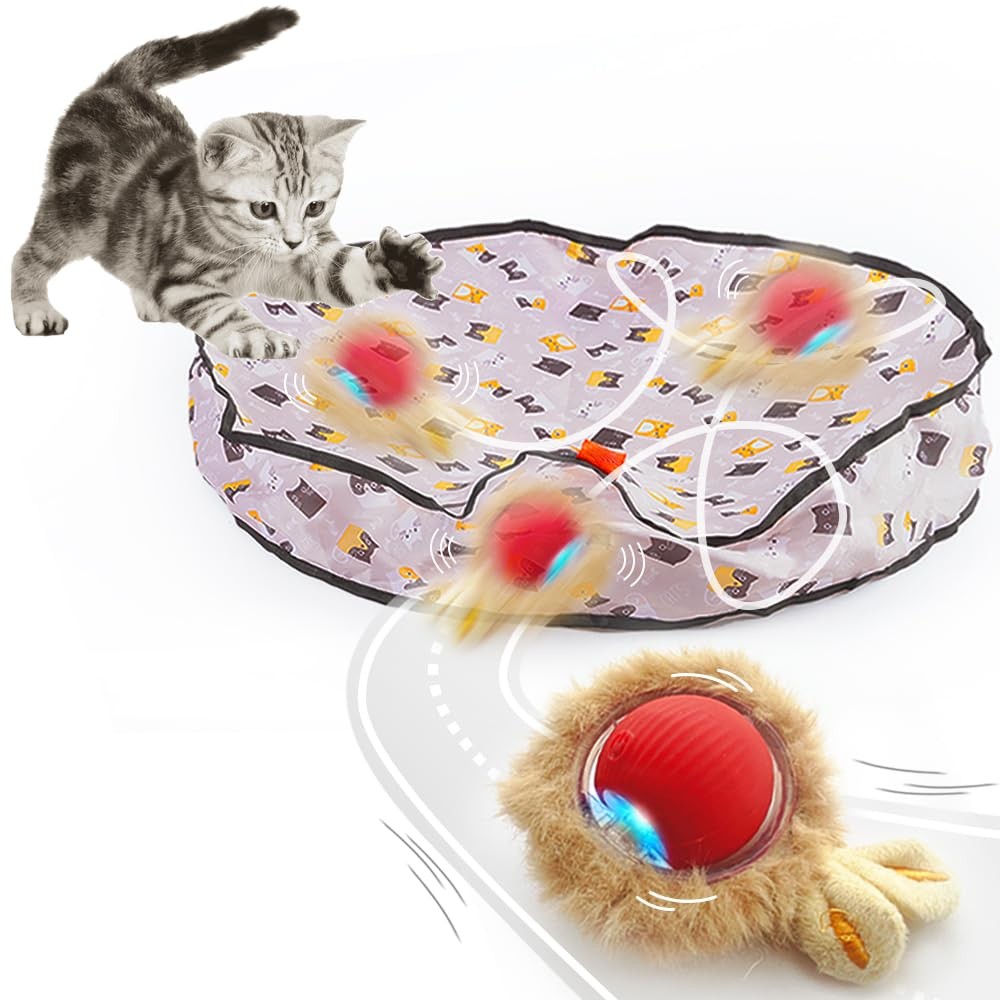 Interactive Cat Toys for Indoor Cats, Automatic Ball Toy Rolling Motion Activate