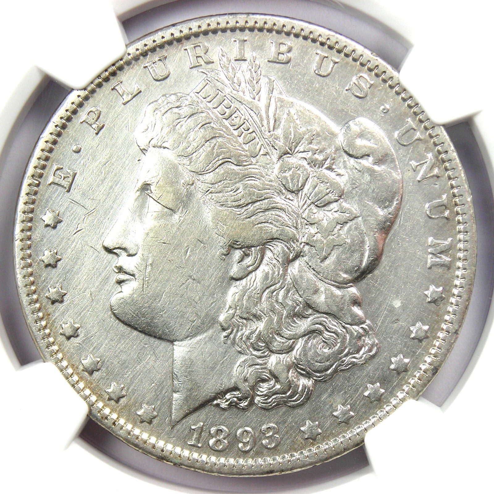 1893 Morgan Silver Dollar $1 Coin - Certified NGC AU Details - Rare Date!