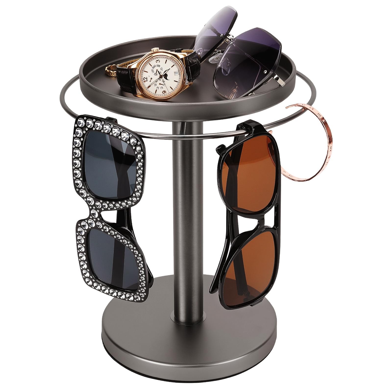 360 Rotating Sunglass Organizer Storage Stainless Steel Glasses Holder Stand