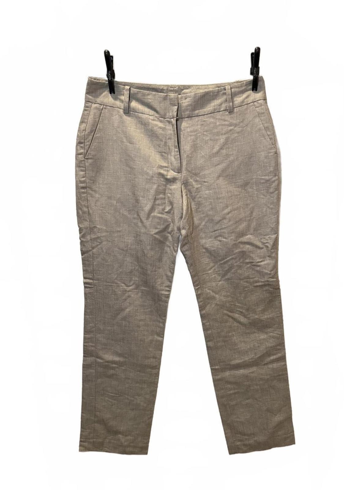 Ann Taylor Signature Linen Blend Pants Size 6 Tan Straight Leg Work Trousers