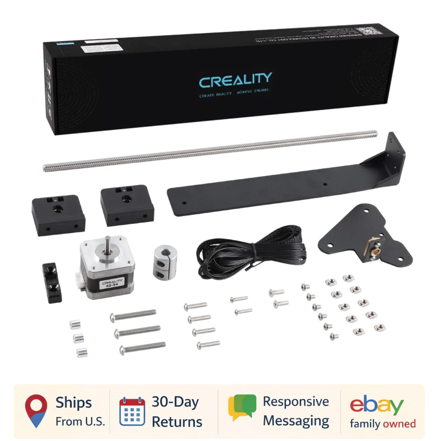 3D Official Printer Ender 3 Dual Z-axis Upgrade Kit with Lead Screw, Metal Po...