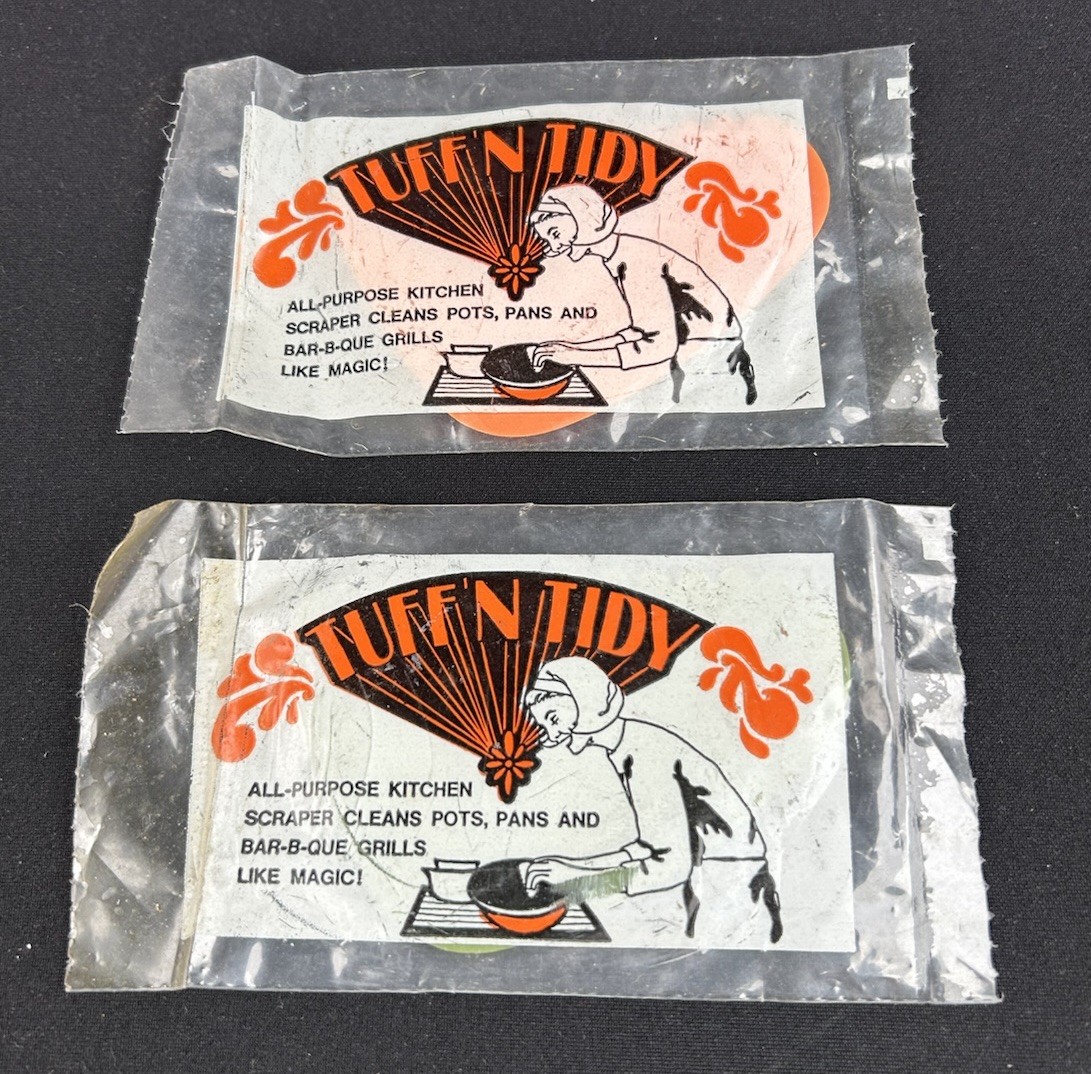 Vintage Tuff N Tidy Advertising All Purpose Kitchen Grill Scrapers Lot Of 2 New