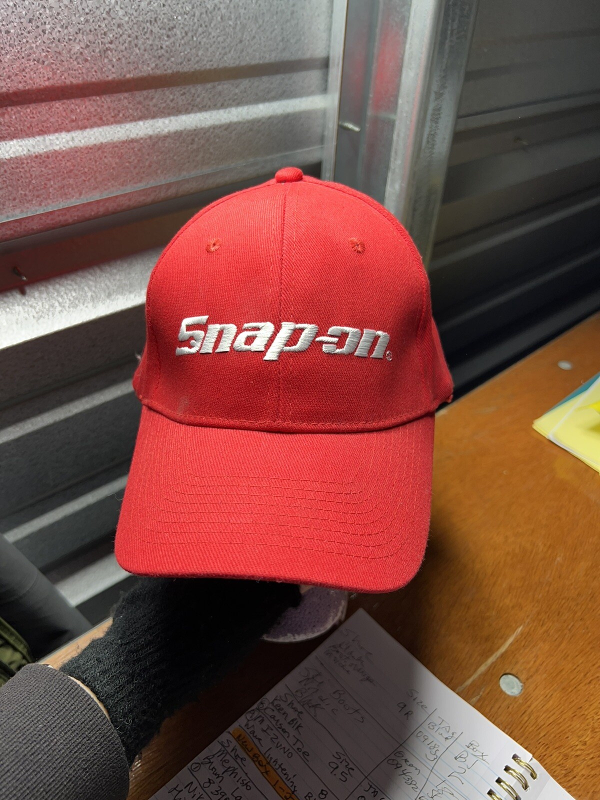 SnapOn Red Adult hat Cap with Stretch band S with wrench logo on back EUC