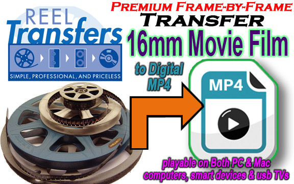 We convert your 16mm to  MP4 (Frame-by-frame method) to MP4  (Price per 50')