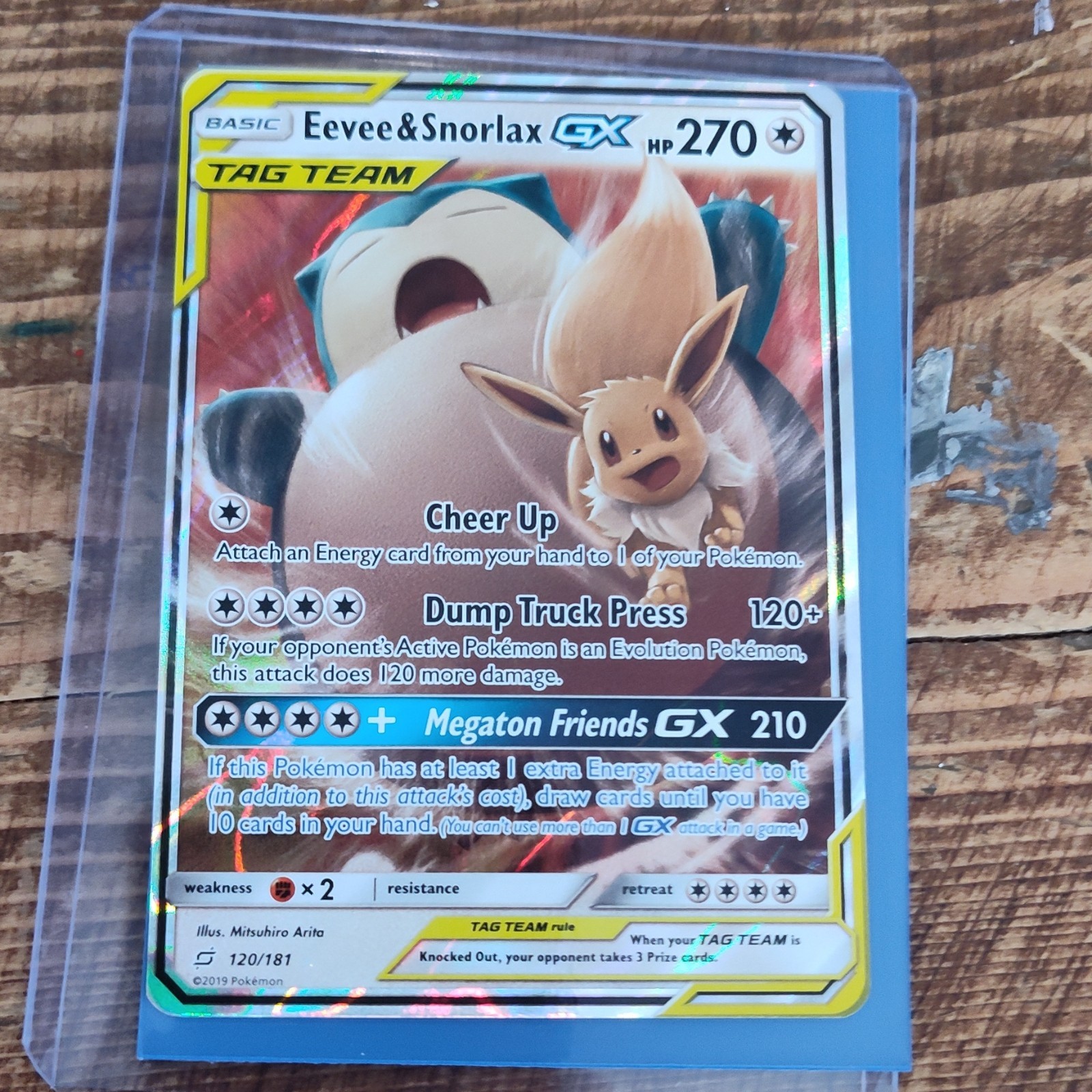 Pokémon Eevee & Snorlax GX TAG TEAM Ultra Rare Holo 120/181 Sm-Team Up 2019