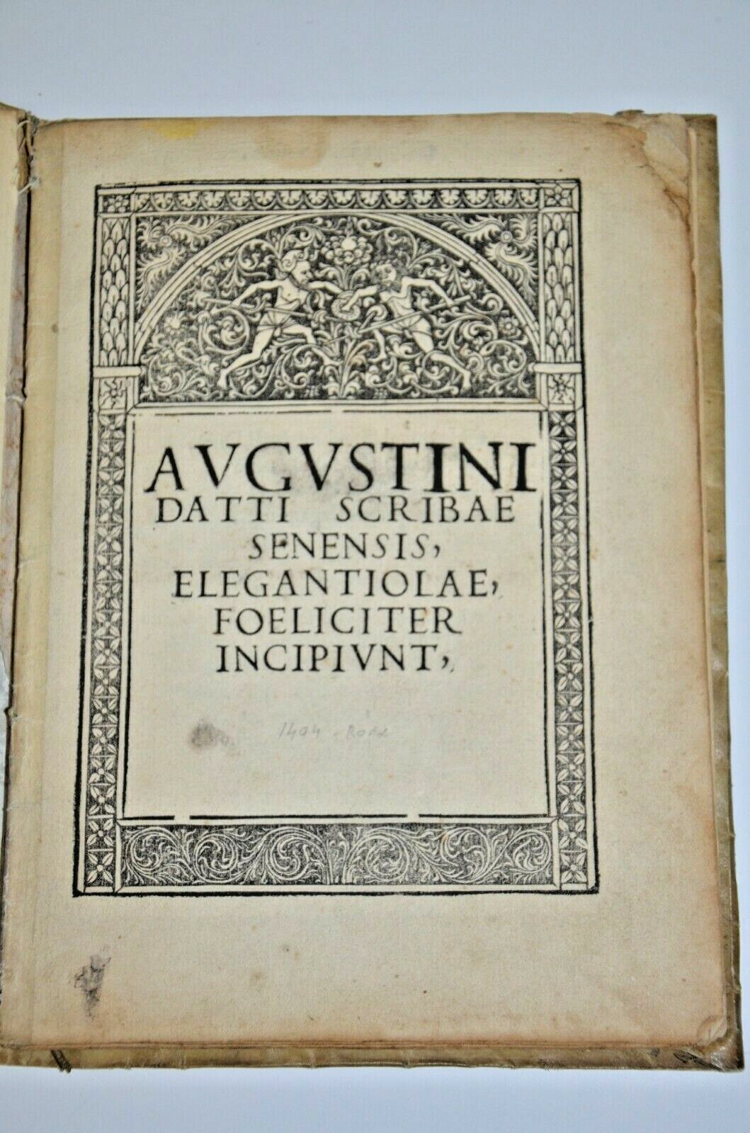 1494 incunabula AVGVSTINI DATTI SCRIBSE SENENSIS Rome Extremely rare antique