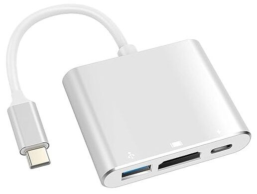  USB C to HDTV Adapter USB Type C Adapter Multiport AV 4 X 3 X 0.75in Silver
