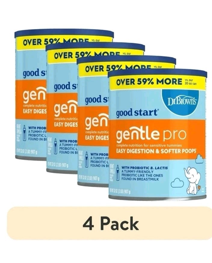 4 X  Good Start Dr. Brown’s Gentle Pro Baby Powder For Sensitive 32 Oz 04/2026