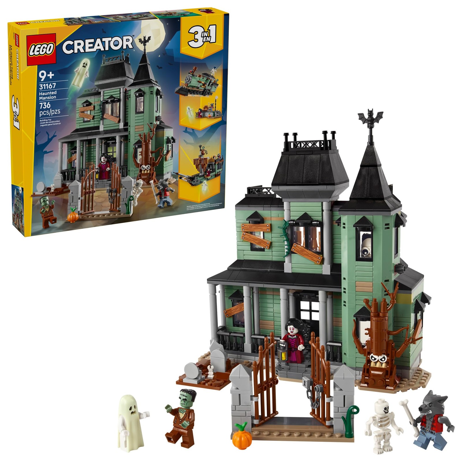 Haunted Mansion 3 in 1 Building Toy for Kids LEGO Creator Halloween Blocks Girls