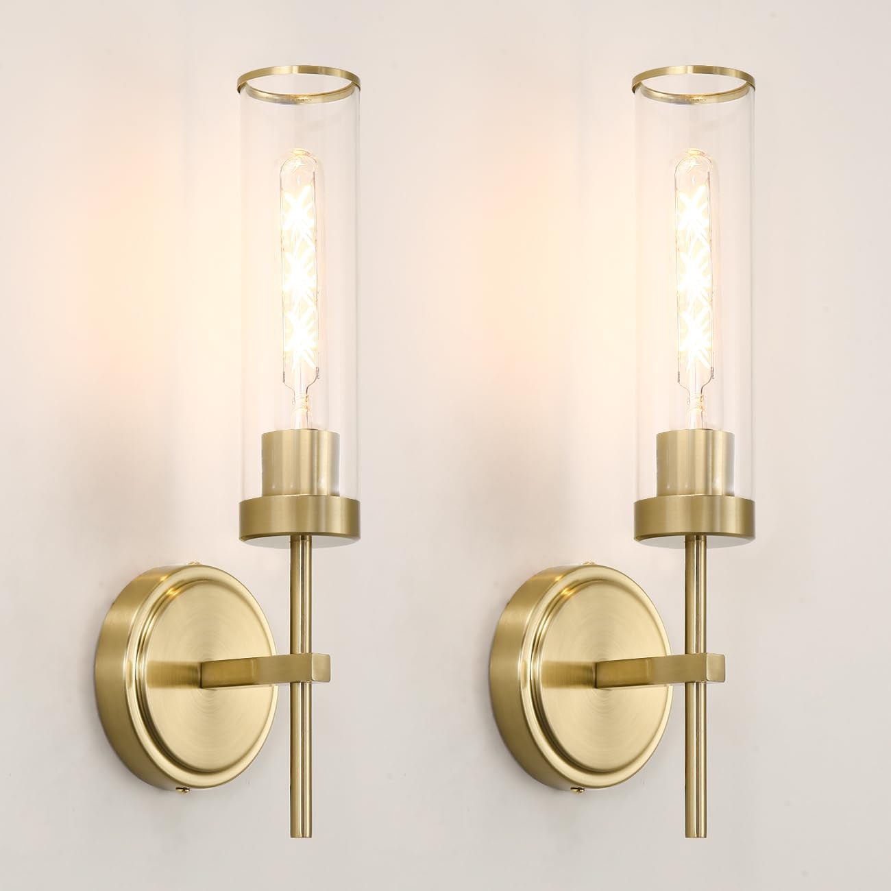 Gold Bathroom Wall Sconces Set of 2, Modern Wall Sconces Set of Two Hardwired...