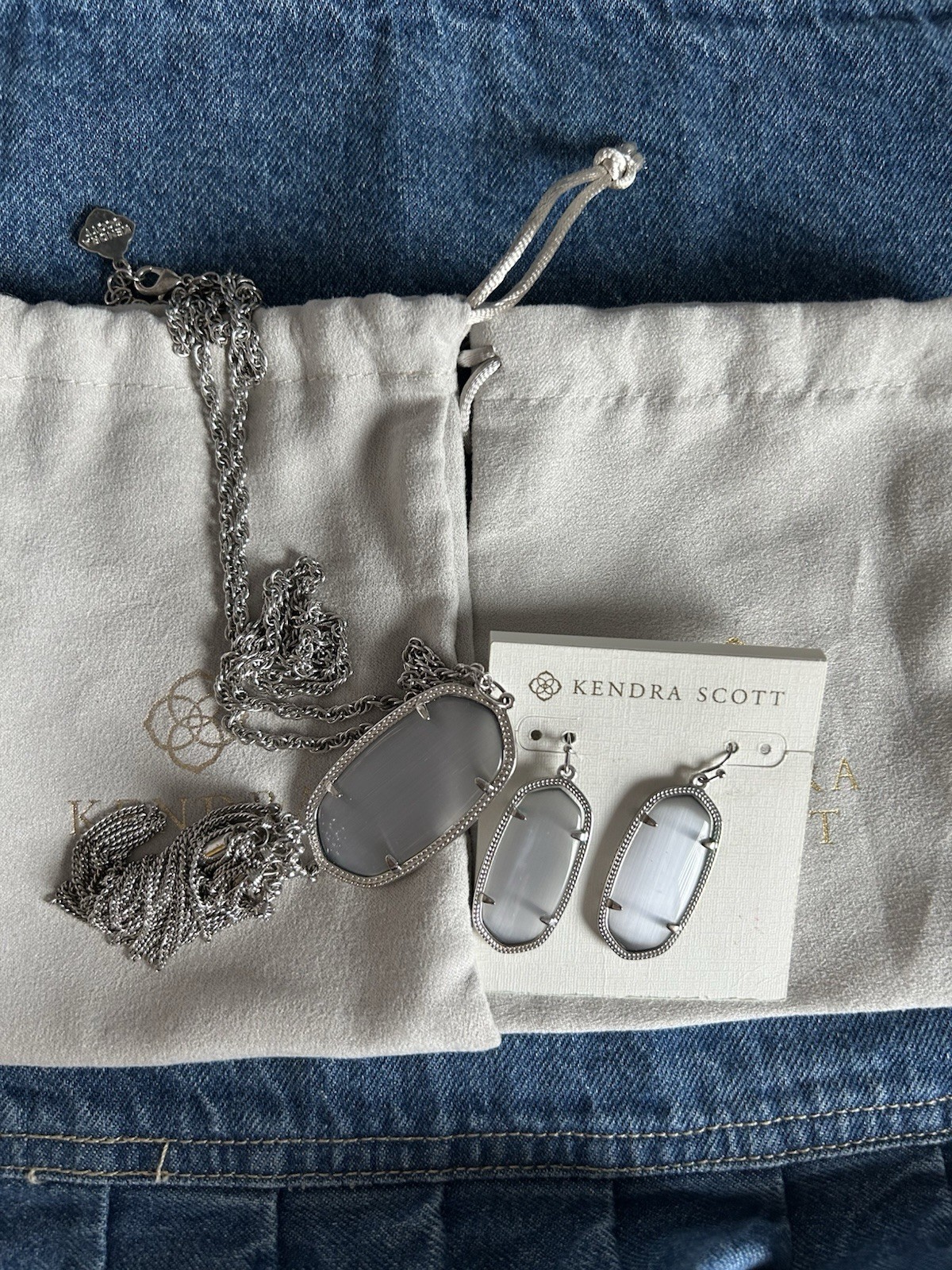 Kendra Scott Elle Earrings And Rayne Necklace In Silver