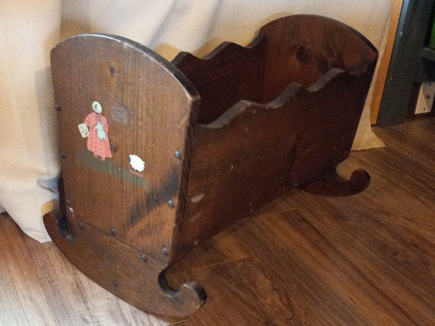 1980's Wooden Cradle 2'x1'x17" Vintage
