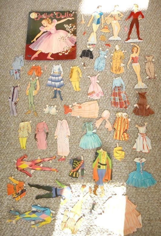 1957 vintage BALLET PAPER DOLL whitman cut clothing standup pieces folder