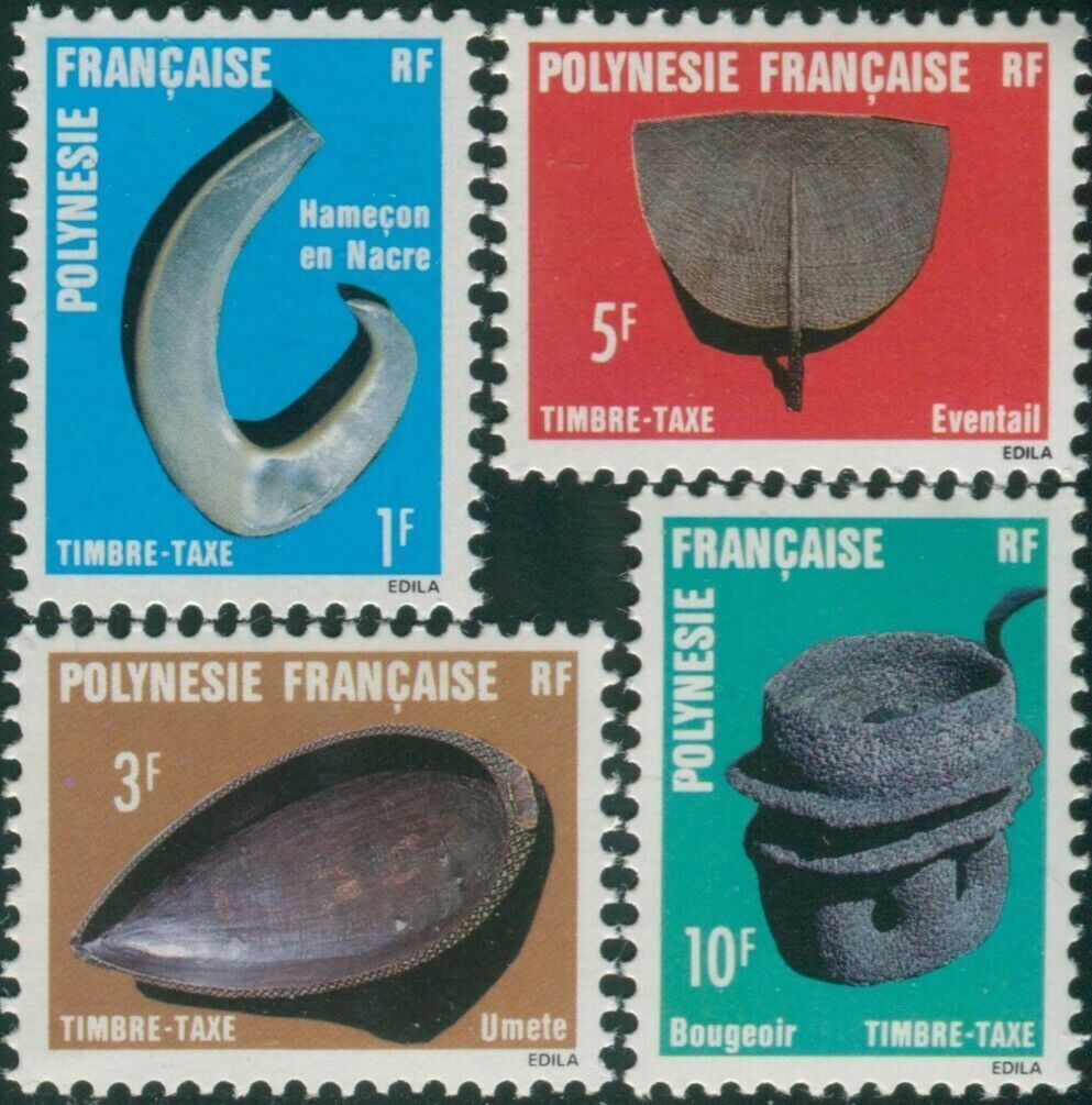 French Polynesia Due 1984 Sc#J31-J34,SGD416-D419 Polynesian Artifacts MNH