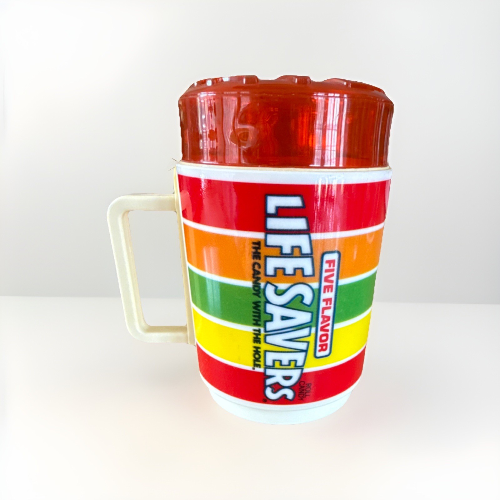 Vintage Life Savers Five Flavor Advertising Mug with Lid Retro 1980 