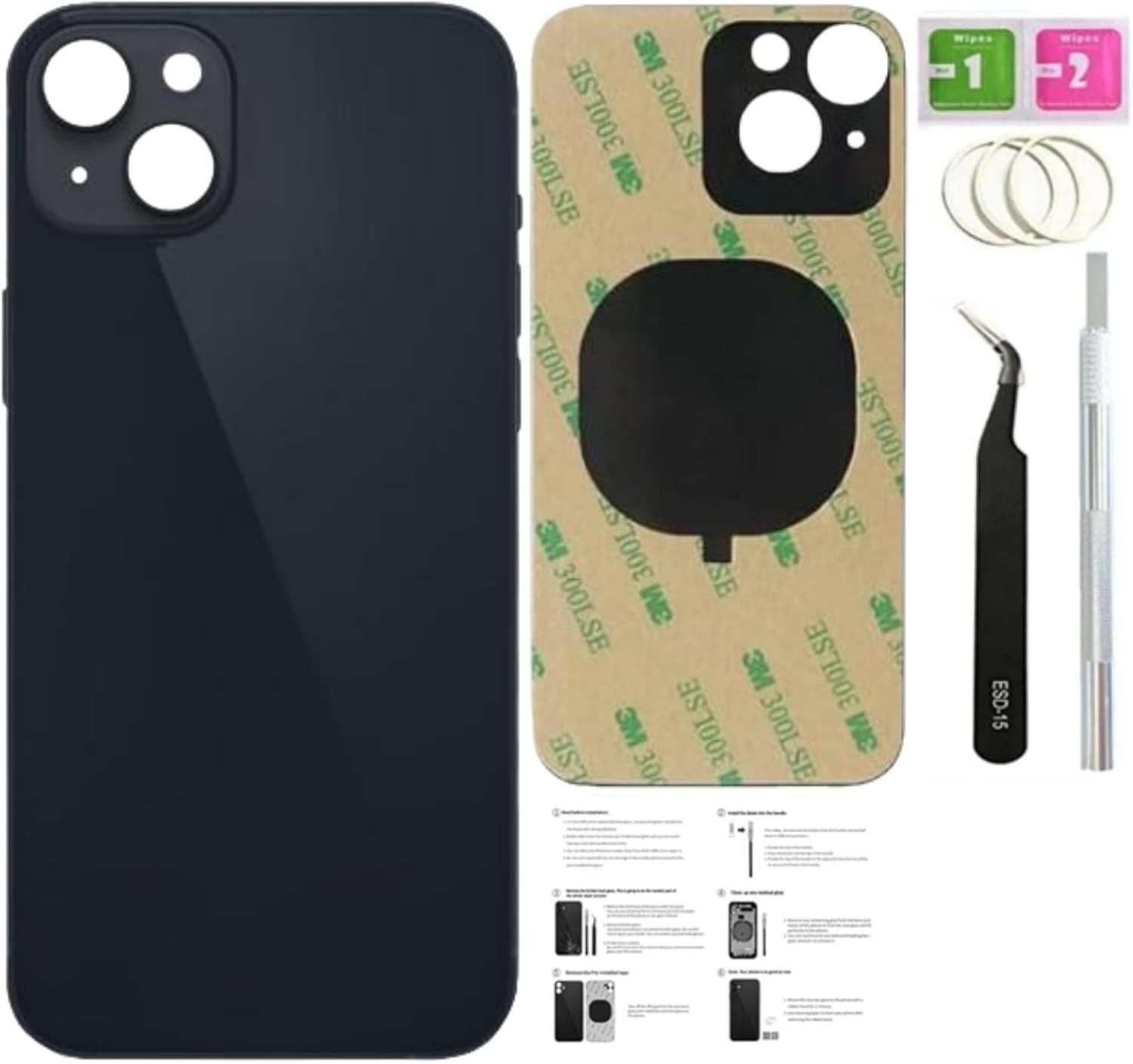 14 Back Glass Replacement for iPhone 14 Midnight 6.1 Inch Replacement Back