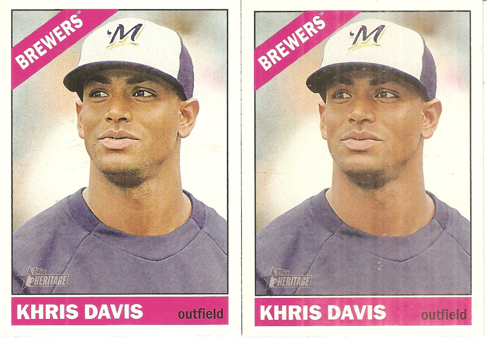 2 CARD 2015 TOPPS HERITAGE KHRIS DAVIS BASEBALL CARD LOT