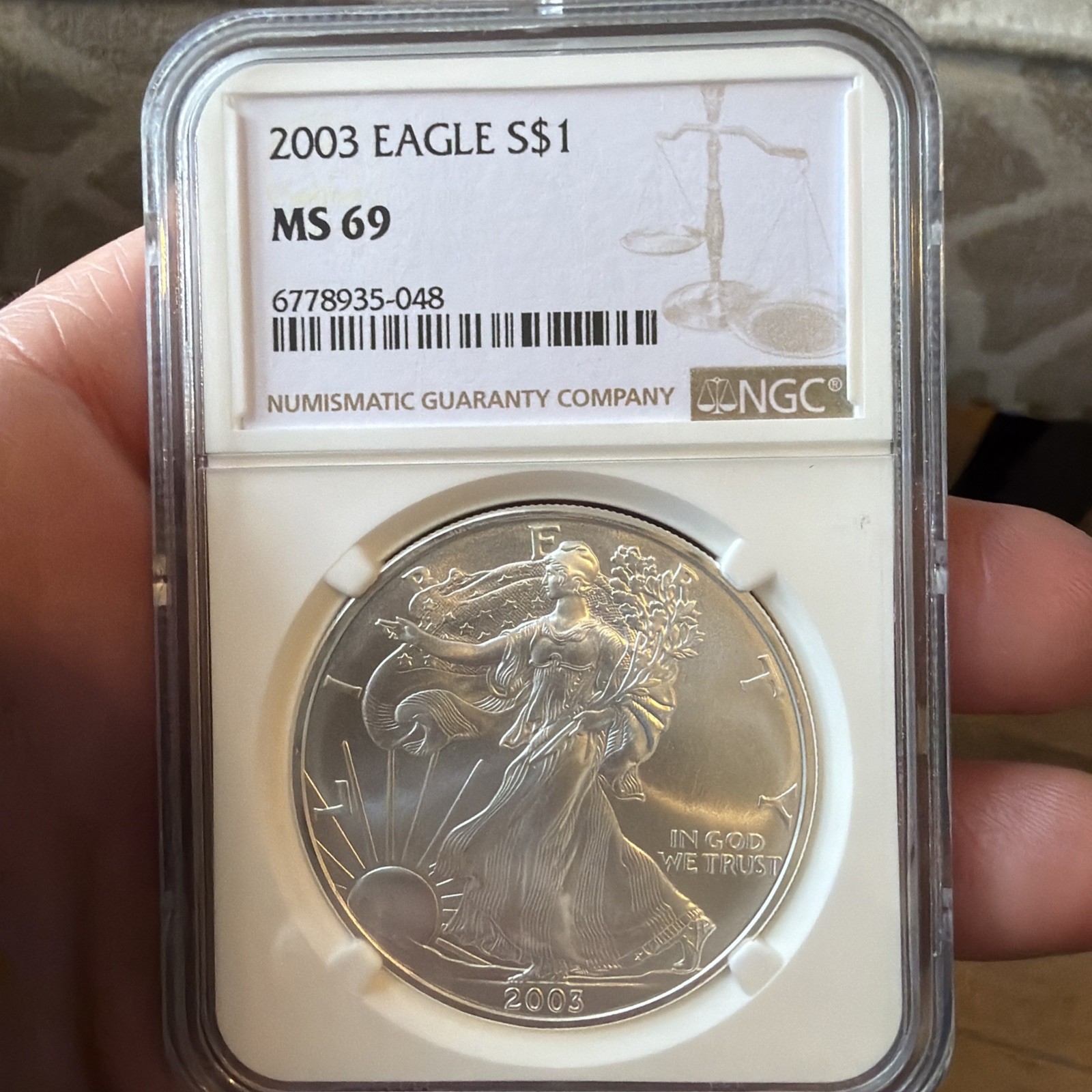 2003 1 oz Silver American Eagle Mint Strike 69 great coin!