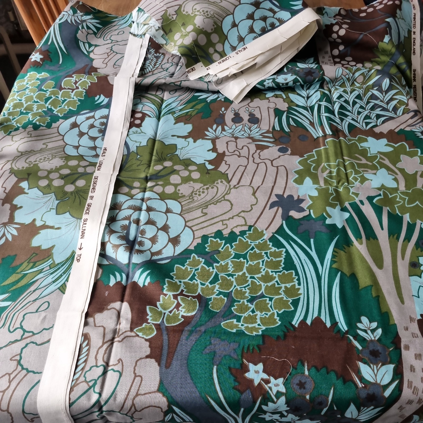 Vintage Fabric 'Lorien' By Grace Sullivan Heal & Son 70's 48x84" + Off Cuts New