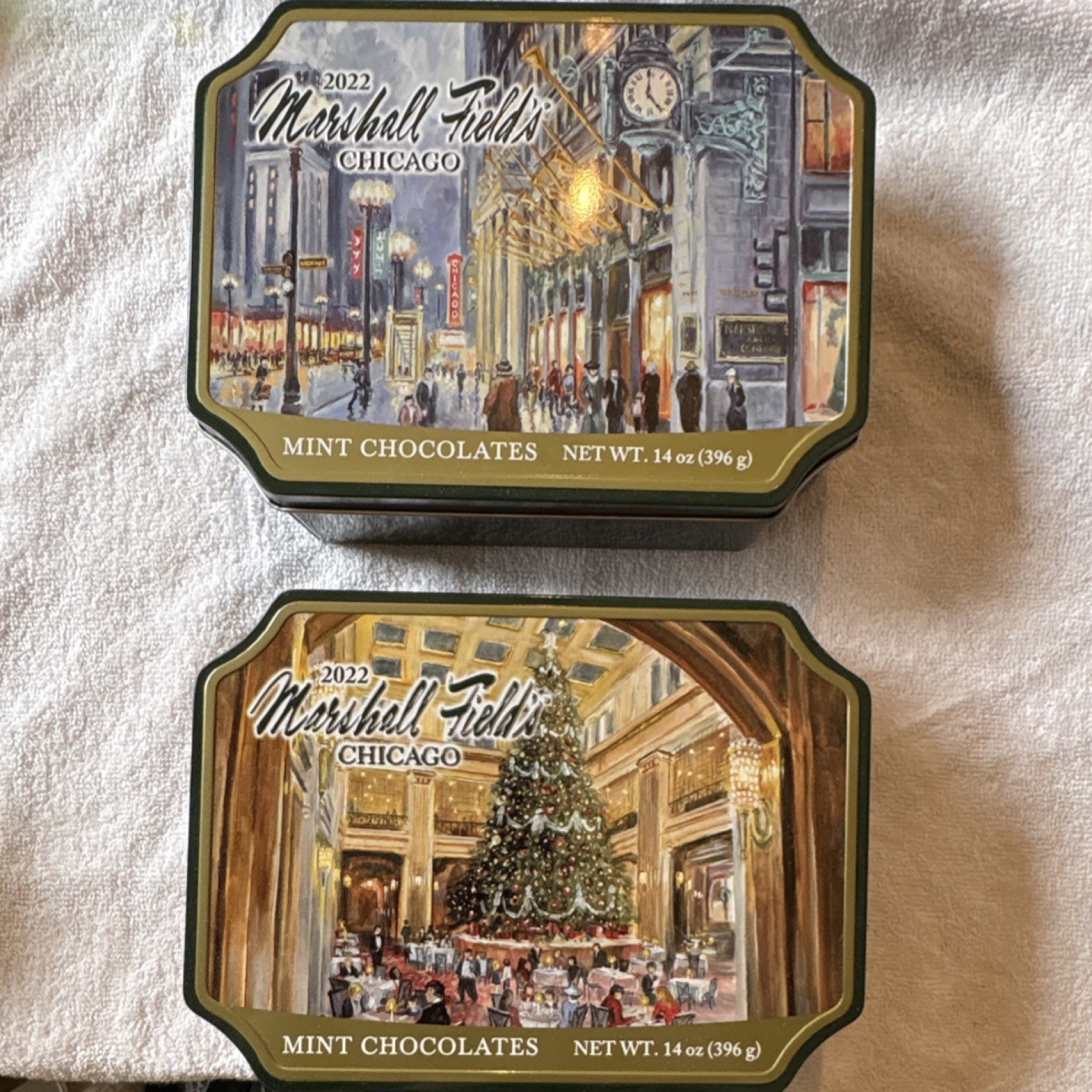 Marshall Field's Frango 2022 Chicago Tins empty