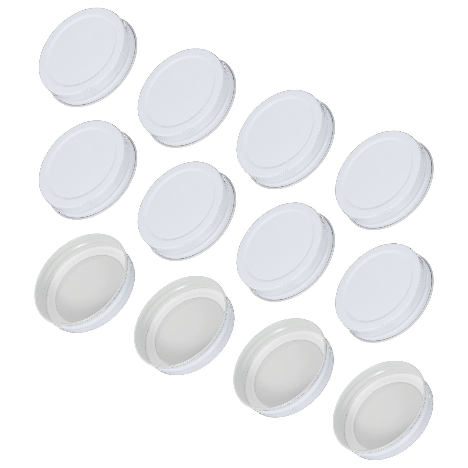 12Pcs Tinplate Canning Lids with Label for Regular Mason Jar White(70mm)