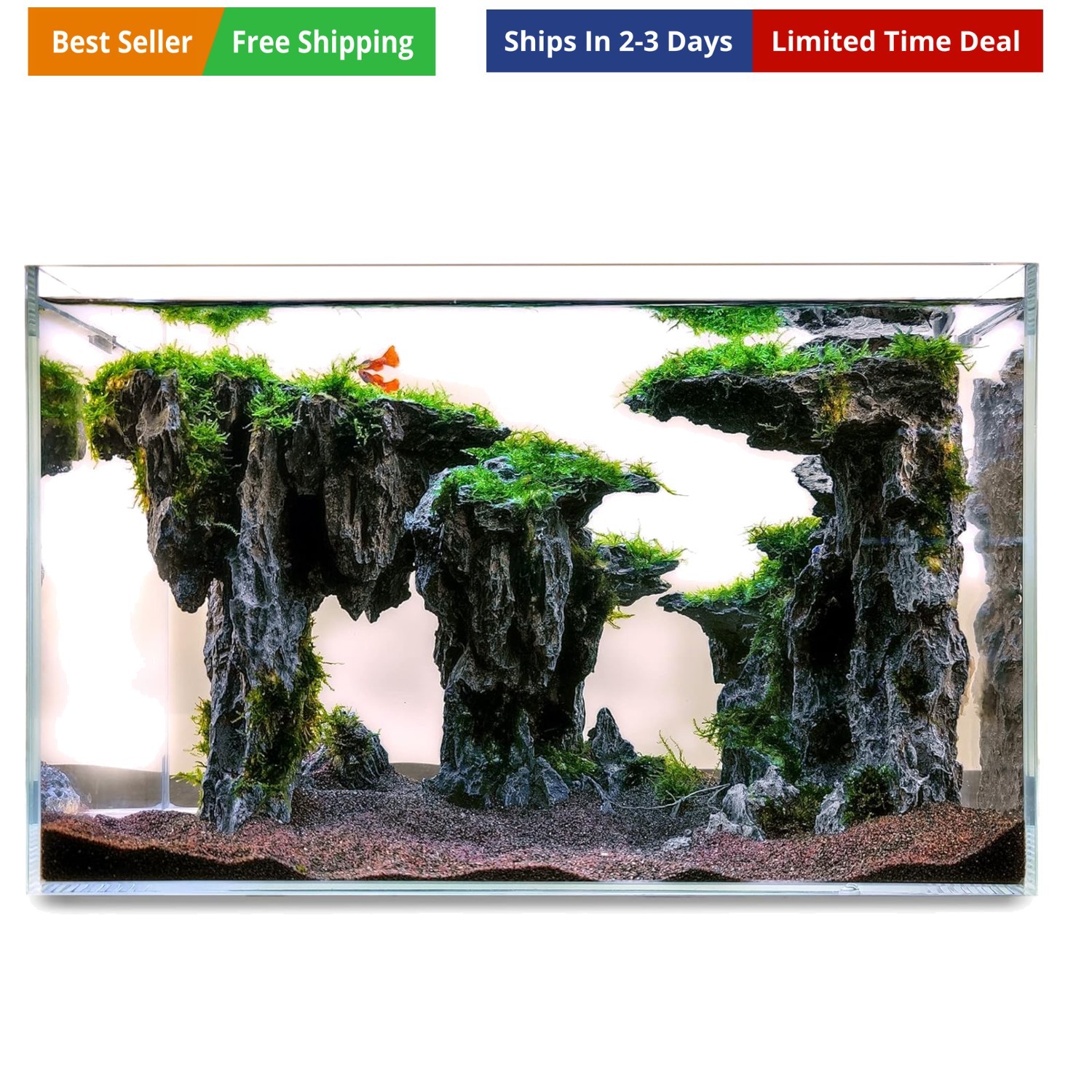Fish Tank Decor Rocks.Aquarium Decoration Model.Easy and Quick Solution for A...