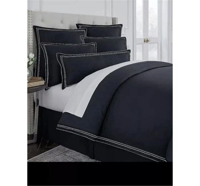 NEW Luxury Hotel Elegance Black & White 3 Piece Mini Duvet Set Full/Queen Tencel