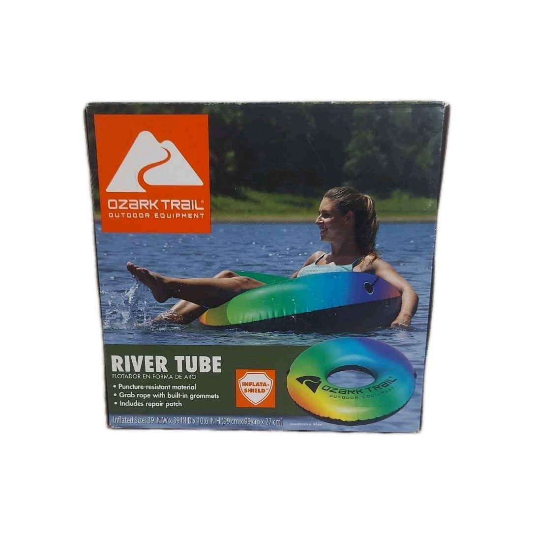 Ozark Trail Inflatable River Tube 39” X 10.6” Rainbow Pool Beach