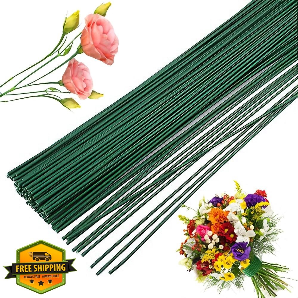 Floral Stem Wire 22 Gauge 16 Inch Dark Green Craft Floral Arrangement DIY