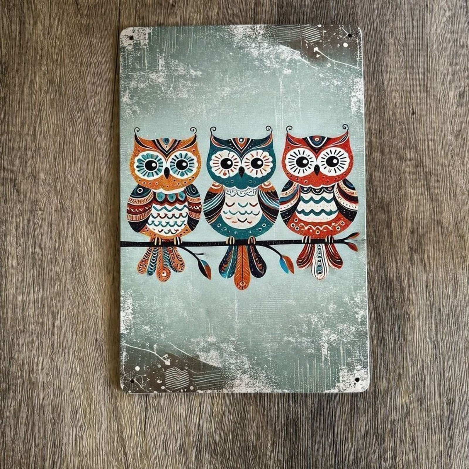 Owls Metal Sign Home Decor Boho Wall Art NEW FAST SHIP