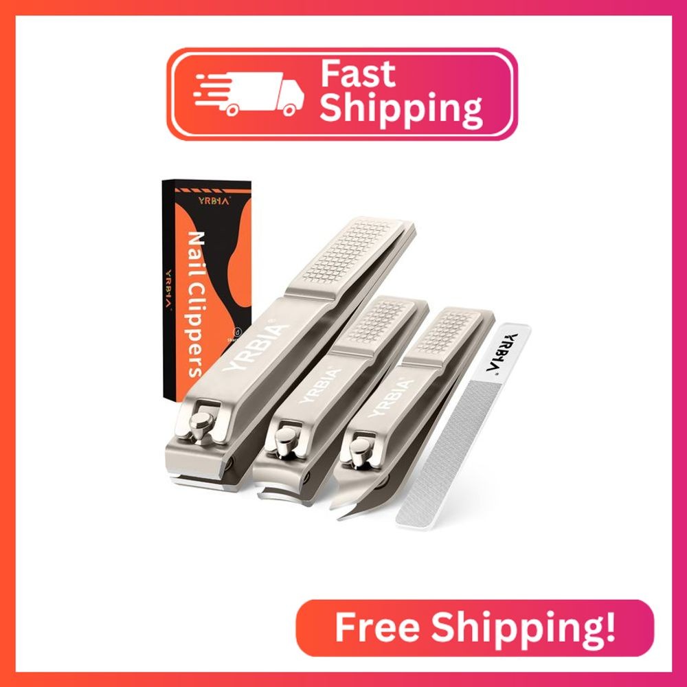 Nail Clippers with Glass Nail File, YRBIA Ultra Sharp Nail Clipper Set, Professi